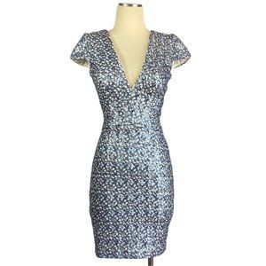 Zoe Cap Sleeve Plunging Sequin Mini Dress Small